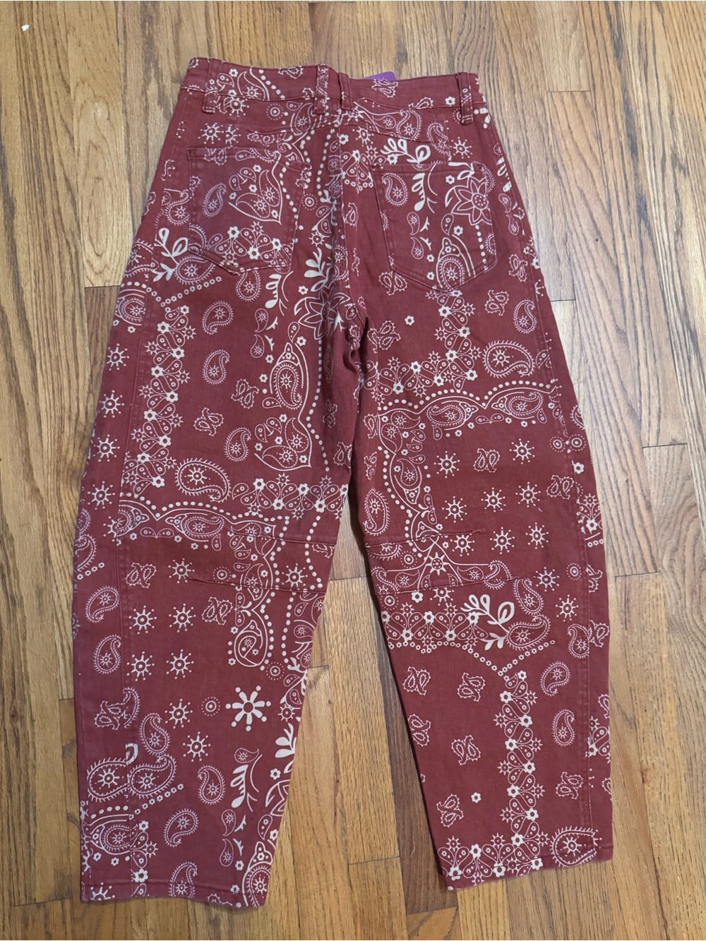 Wide-Leg Patchwork Print Pants - Rust - Picture 4 of 5